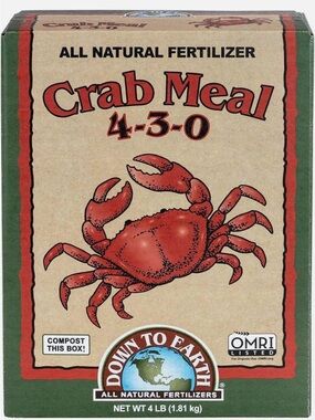 Organic Crab Meal Plant Food - 4-3-0 Nutrients for Gardens & Flower Beds, 4 lb